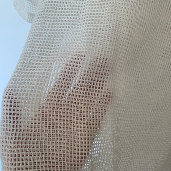 SAINT LAURENT Cotton-mesh T-shirt In Cream - Picture 5 of 7